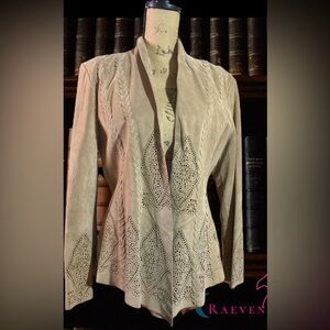 Sharif Tan Suede Coat with Intricate Cutouts